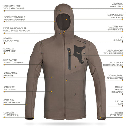 Best Merino - Bamboo Hoodie [ 3ML ] Synergyc technology hunting midlayer top - rated men's and women's styles by Hillman