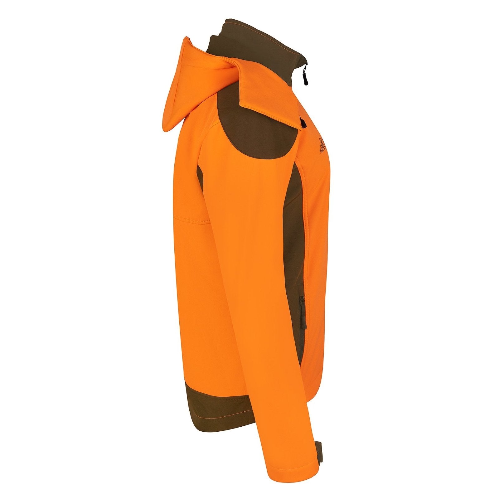 Combination softshell jacket with two side pockets and 2 chest pockets  Hunting Green Orange AV Black — Maxport Costumes for Work